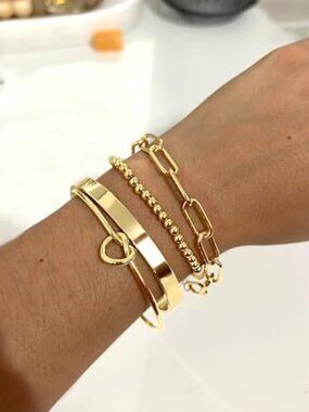 New - Gold Bangle Cuff Bracelets for Women Trendy Gold Plated Tennis Bracelet